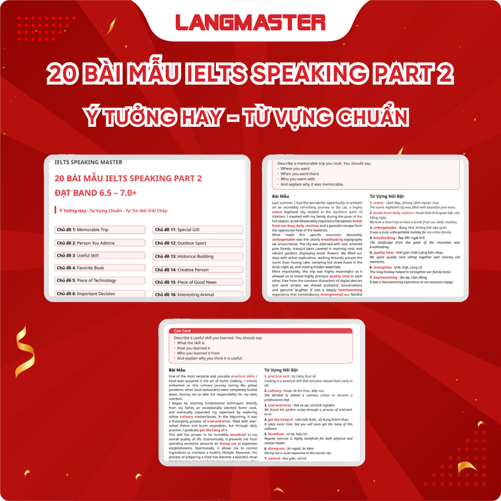 20 bài mẫu IELTS Speaking Part 2 đạt band 6.5 - 7.0+